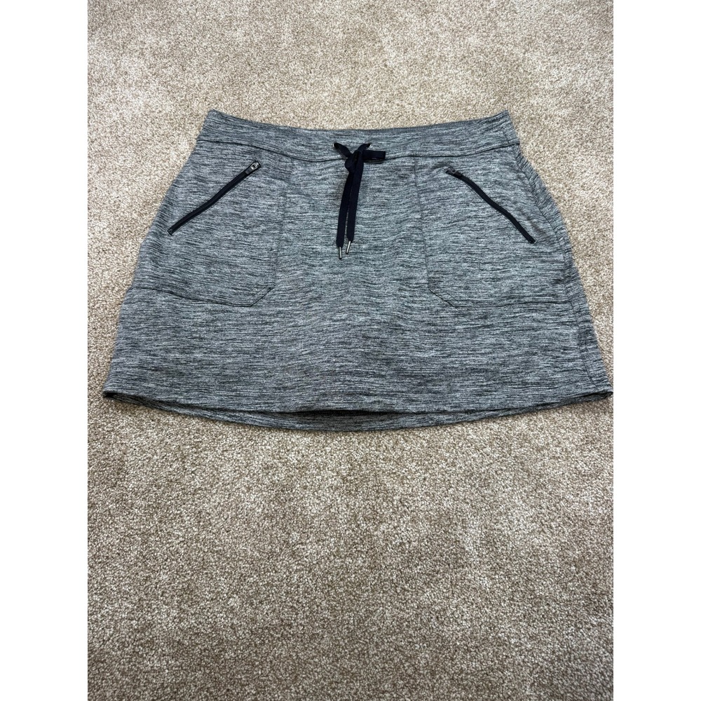 Tek Gear DryTek Womens Gray Athletic Skort Zipper Pockets L Tennis Golf Gym